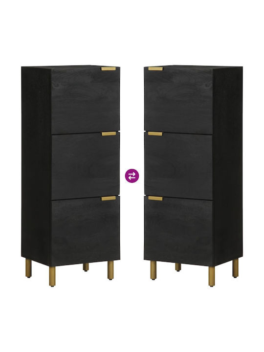 Living Room Display Cabinet Made of Wood and Metal Black 40x33x110cm