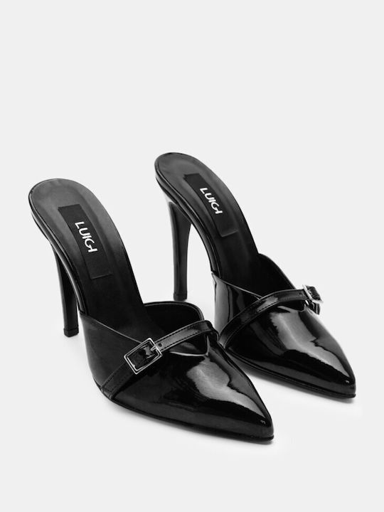 Luigi Heel Mules Black