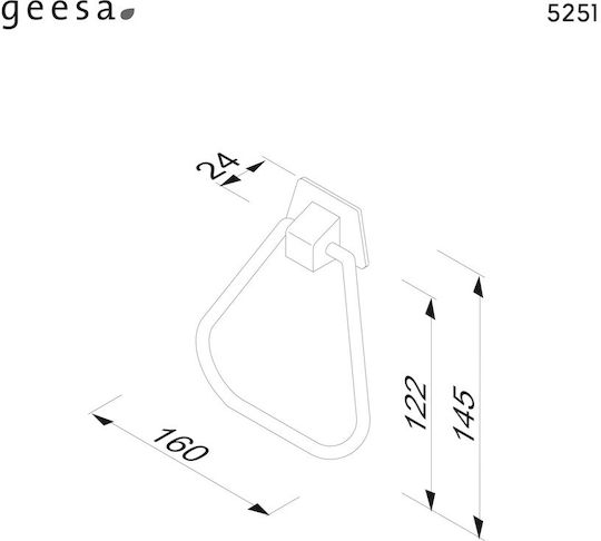 Geesa Standard Hotelia Κρίκος Μπάνιου Μονός με Βίδες ​16x16cm Ασημί