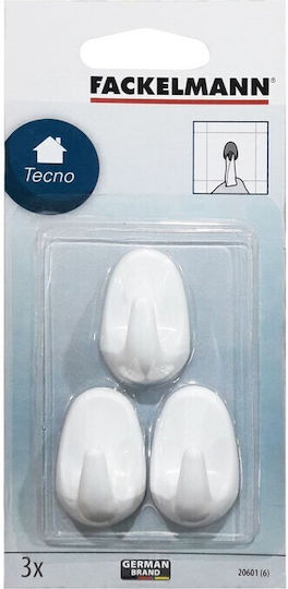 Fackelmann Haken Kunststoff mit Aufkleber 4cm Set 3 Stück Weiß