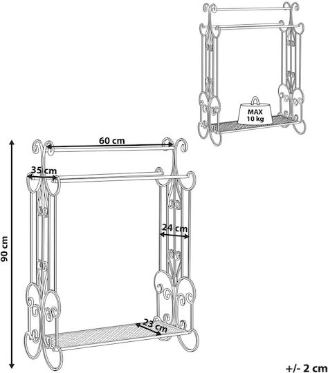 Beliani Single Wall-Mounted Bathroom Freestanding Coat Rack ​90x90cm Silver