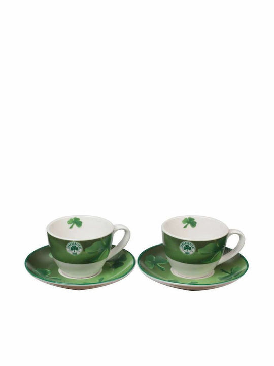 Fanatics Παναθηναϊκός Σετ Φλιτζάνια Cappuccino από Πορσελάνη Πράσινα 2τμχ