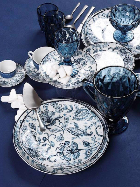 Cryspo Trio Mediterraneo Set Tassen Kaffee aus Porzellan Blau 100ml 6Stück
