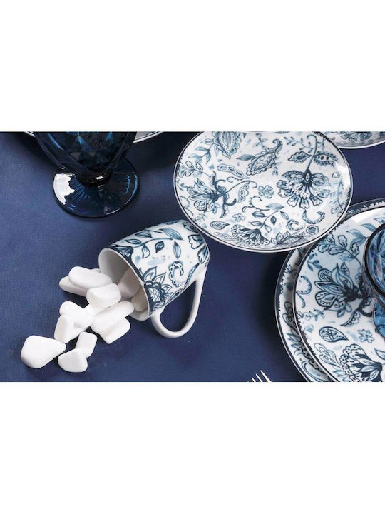 Cryspo Trio Mediterraneo Set Tassen Kaffee aus Porzellan Blau 100ml 6Stück