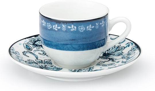 Cryspo Trio Mediterraneo Set of Cups Coffee Porcelain Blue 100ml 6pcs