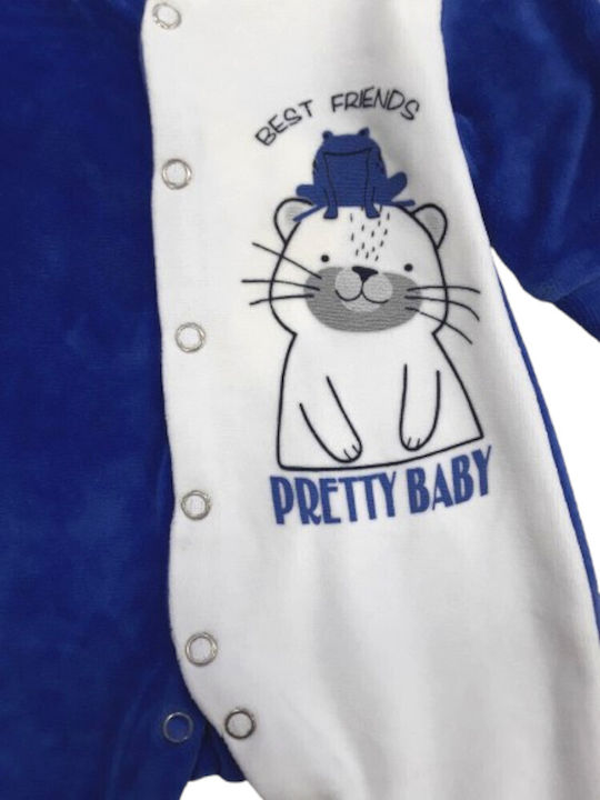 Pretty Baby Baby Bodysuit Long-Sleeved Velvet BEST FRIENDS BLUE