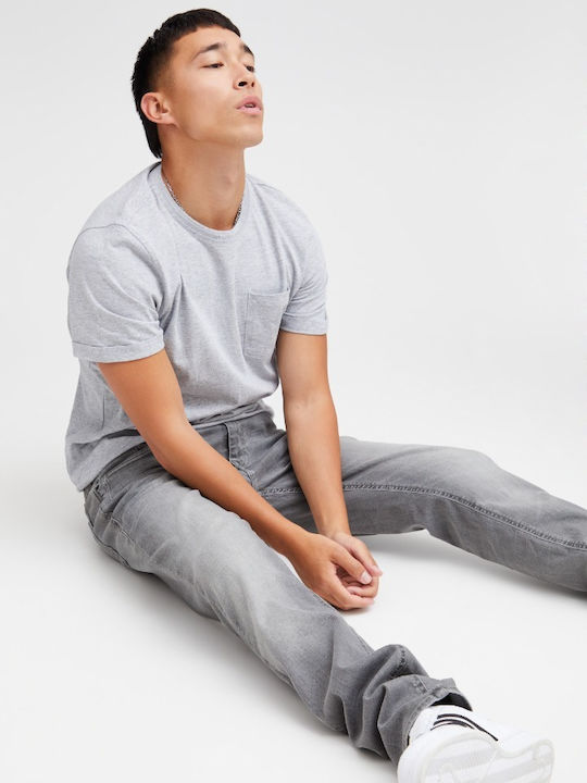 Men's Elastic Jeans Pants with Regular Narrow Fit Gray