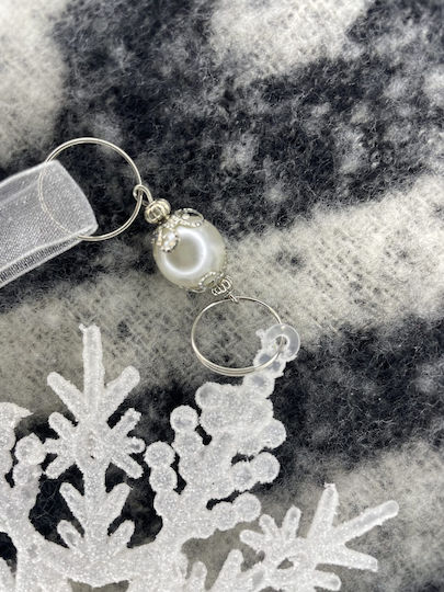 Hängendes Schneeflocke Ornament Kunststoff Weiß mit Glitzer