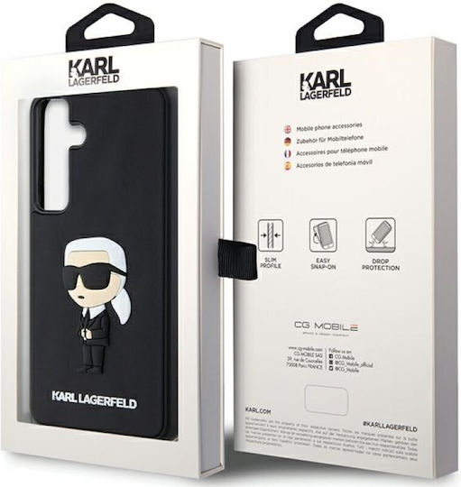 Karl Lagerfeld 3D Rubber Ikonik Umschlag Rückseite Silikon Schwarz (Galaxy S24+)