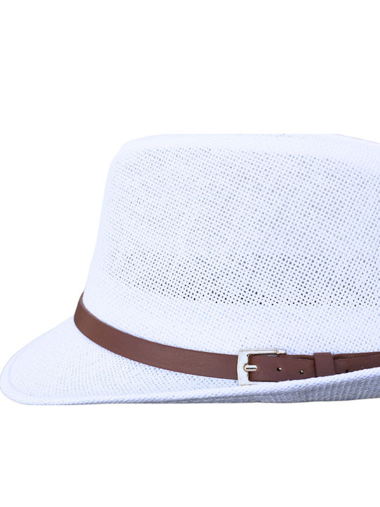 Pălărie Pentru Bărbați Din Paie Fedora Albă M5720