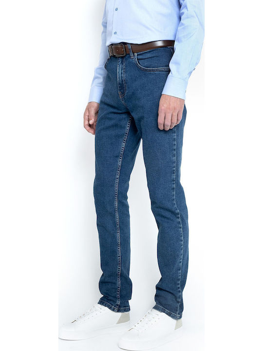 Ανδρικό Παντελόνι Τζιν Ελαστικό Regular Straight Fit Σκούρο