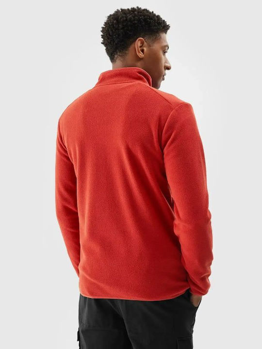 4F Men's Fleece Cardigan with Zipper Red