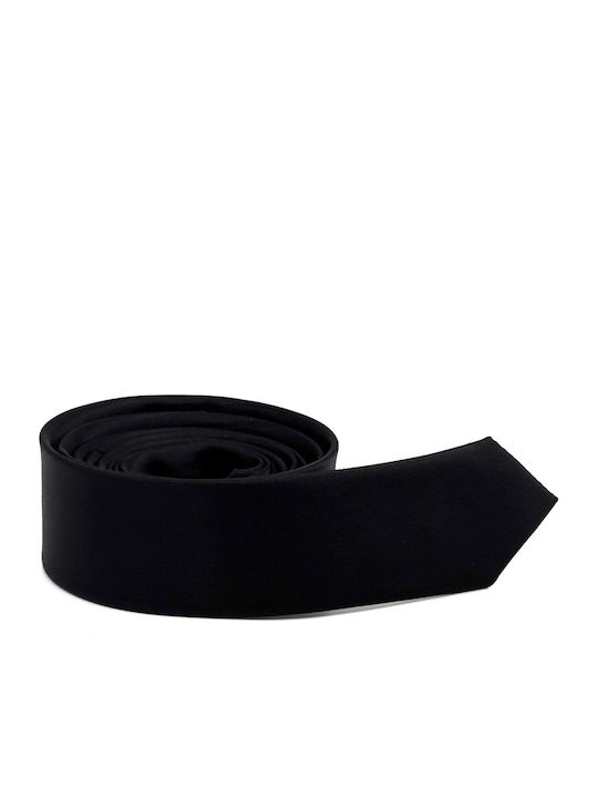Legend Accessories Σετ Ανδρικής Γραβάτας Μονόχρωμη σε Μαύρο Χρώμα