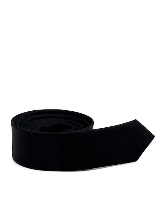 Legend Accessories Σετ Ανδρικής Γραβάτας Μονόχρωμη σε Μαύρο Χρώμα