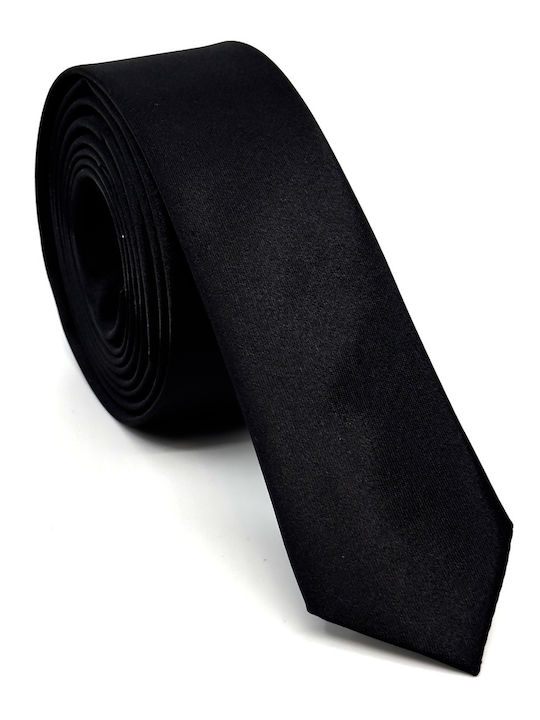 Legend Accessories Σετ Ανδρικής Γραβάτας Μονόχρωμη σε Μαύρο Χρώμα
