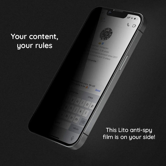Lito Privatsphäre Gehärtetes Glas Schwarz (iPhone 15 Plus / 16 Plus)