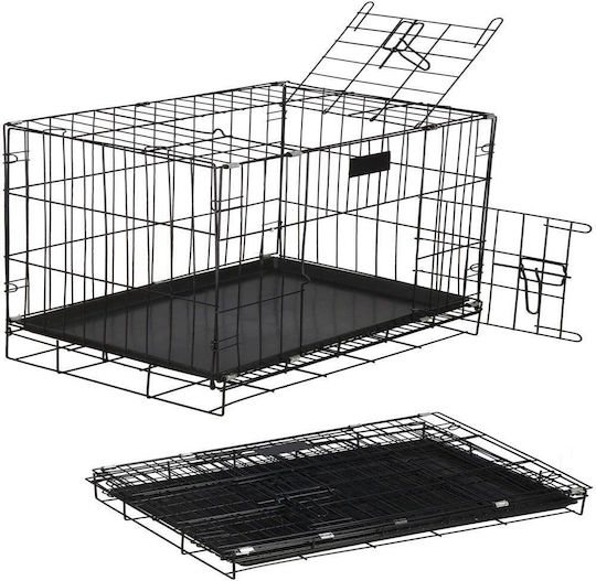 Cușcă de Sârmă pentru Câini Small cu 2 Uși Neagră 93x67x56cm