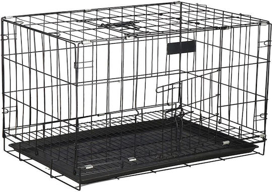 Cușcă de Sârmă pentru Câini Small cu 2 Uși Neagră 93x67x56cm