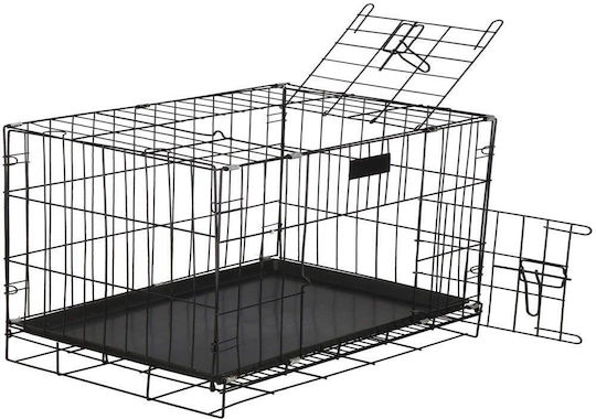 Cușcă de Sârmă pentru Câini Small cu 2 Uși Neagră 93x67x56cm