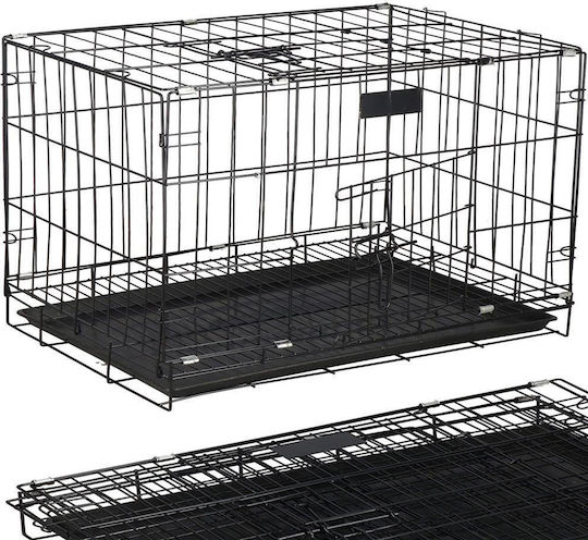 Cușcă de Sârmă pentru Câini Small cu 2 Uși Neagră 93x67x56cm