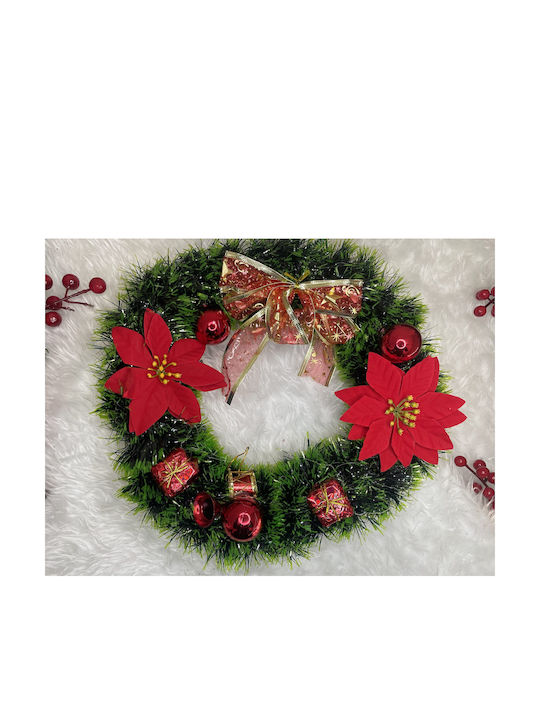 Crăciun Decorativ Plastic Coroană de flori Pe baterii cu Diametru 35cm.