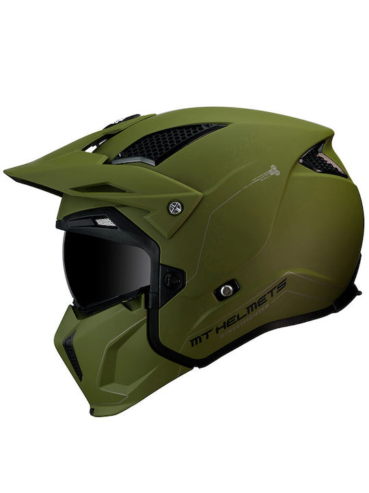MT Streetfighter SV A6 Matt Khaki Мотоциклетна каска Modular DOT / ECE 22.05 1300гр с Sunvisor