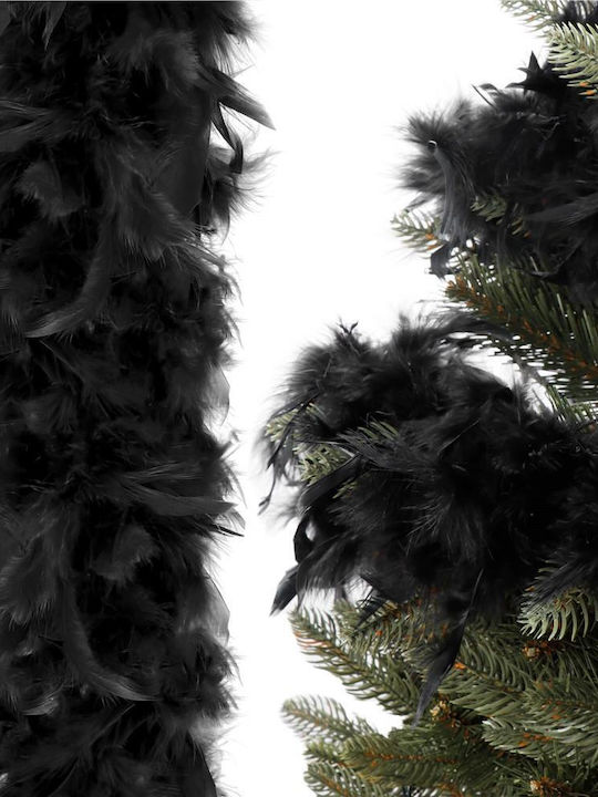 Christmas Tree Decor Garland Fluffy Feather Model Black 180cm