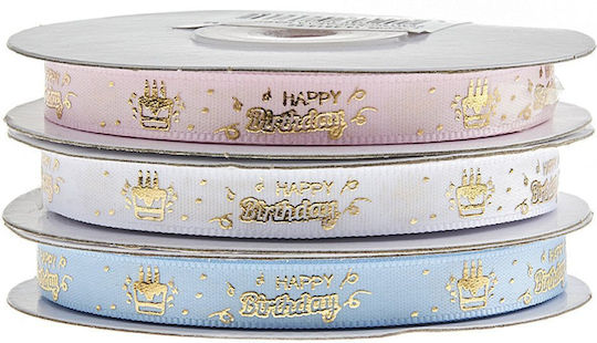 Nuova Vita Happy Birthday Ribbon White 20m
