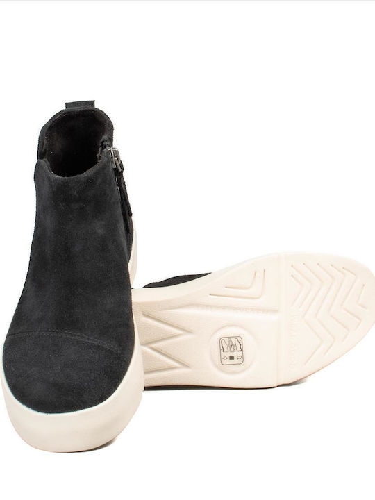 Verona Mid Suede Γυναικεία Μποτάκια με Πλατφόρμα Μαύρα