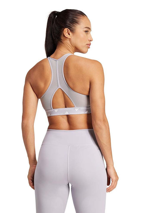 adidas Powerreact 3stripes Bra Women's Sports Bra without Padding Μωβ Ανοιχτό