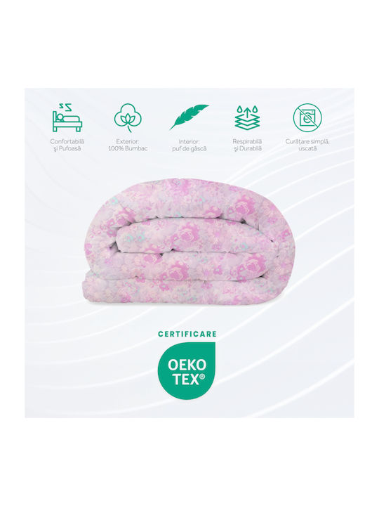 HappyNest Bettdecke Doppelbett Daunen 200x220cm Flieder