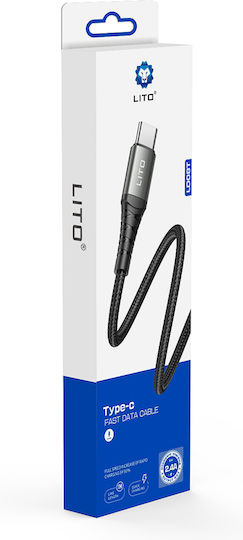 Lito USB 2.0 Cable USB-C male - USB-A 18W Black 1m