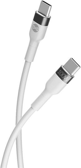 Forever USB 2.0 Кабел USB-C Мъжки - USB-C 100W Захранване (PD) Бял 2м