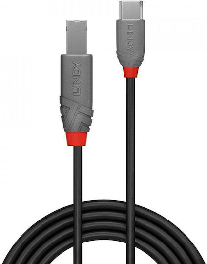 Lindy USB 2.0 Cable USB-C male - USB-B Μαύρο 1m 36941