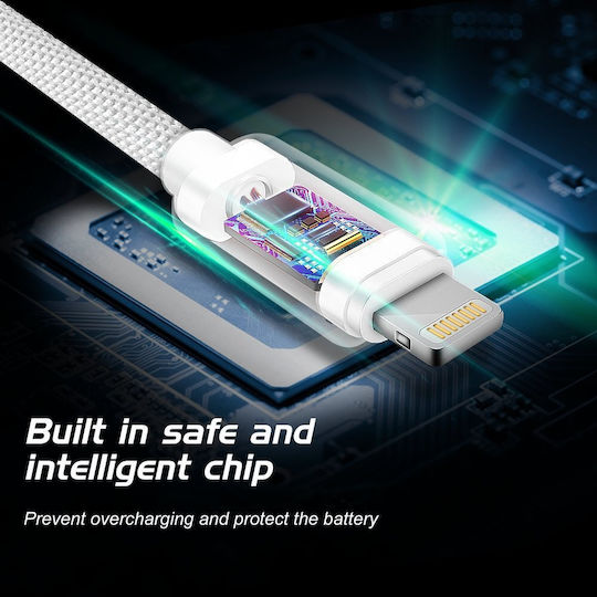 Swissten Braided USB-A to Lightning Cable Silver 2m