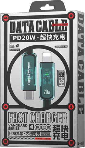 WK Редовна USB-C към Lightning кабел 20W Зелен 1.2м (WK-WDC-181_GREEN)