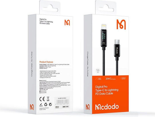 Mcdodo Braided USB-C to Lightning Cable Μαύρο 1.2m (CA-8810)