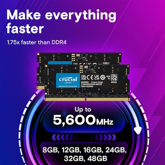 Crucial 32GB DDR5 RAM mit Geschwindigkeit 4800 für Laptop