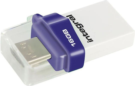 Integral Micro Fusion OTG 16GB USB 3.0 Stick με σύνδεση USB-A & micro USB-B Μωβ