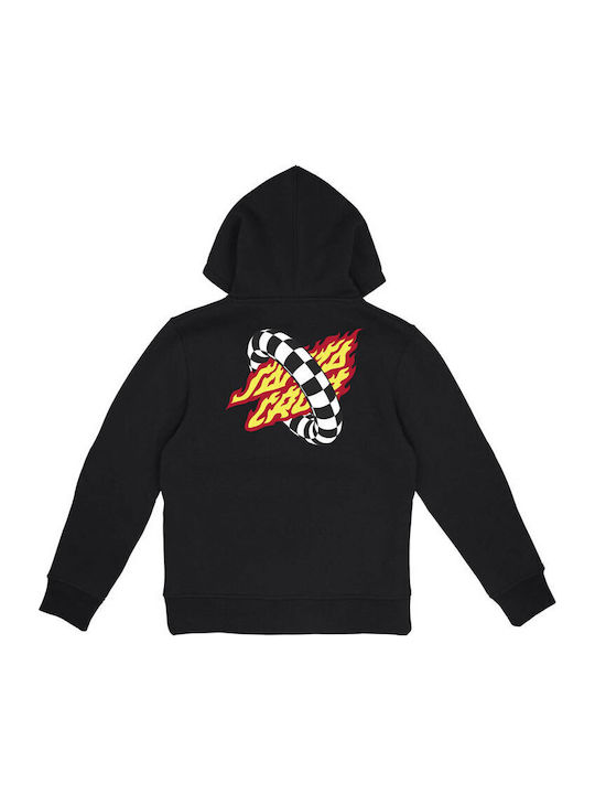 Fleece Παιδικό Φούτερ με Κουκούλα και Τσέπες Black