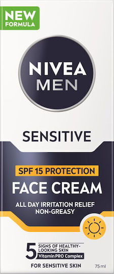 Nivea Sensitive 24h Men's Cream Face Day with SPF15 for Sensitive Skin 75ml