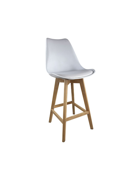 Stool Bar Upholstered with Leatherette Bronx White 2pcs 57.5x49x105cm