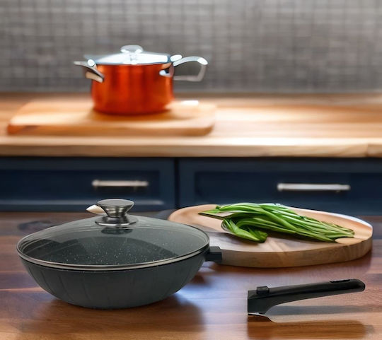 Cheffinger Wok With Lid made of Aluminum 32cm