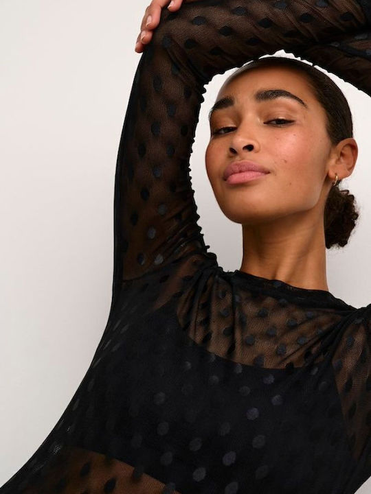 Bluze Damă Crop Mânecă Lungă Negru