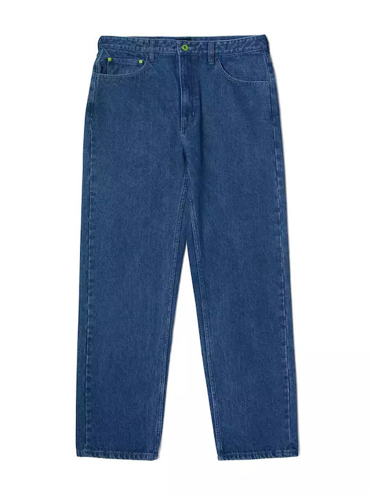 Men's Jeans Pants with Regular Baggy Fit Stone Wash Indigo