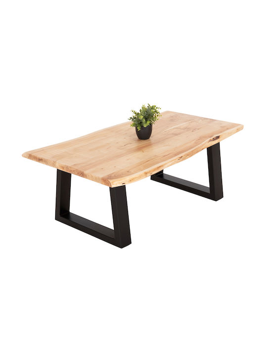 Rechteckiger Zentraler Kaffeetisch Montana aus Massivholz Hell Natur M115xT65xH45cm