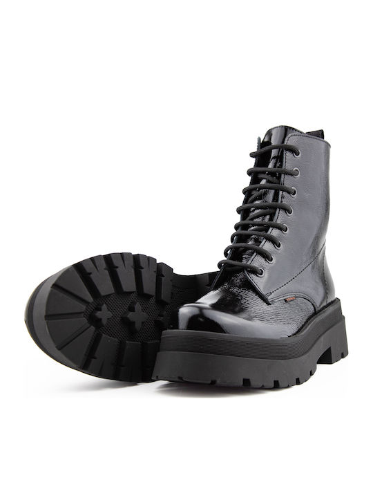 Stiefeletten Damen aus Lackleder Schwarz