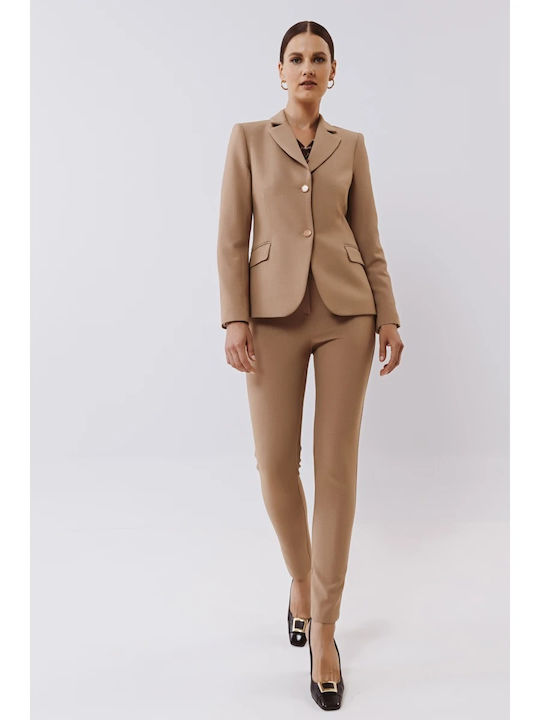 Damen Stoff Hose Brown, Camel