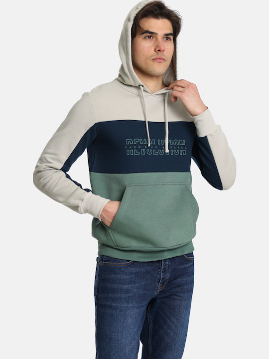 Φούτερ με Κουκούλα White, Navy, Green