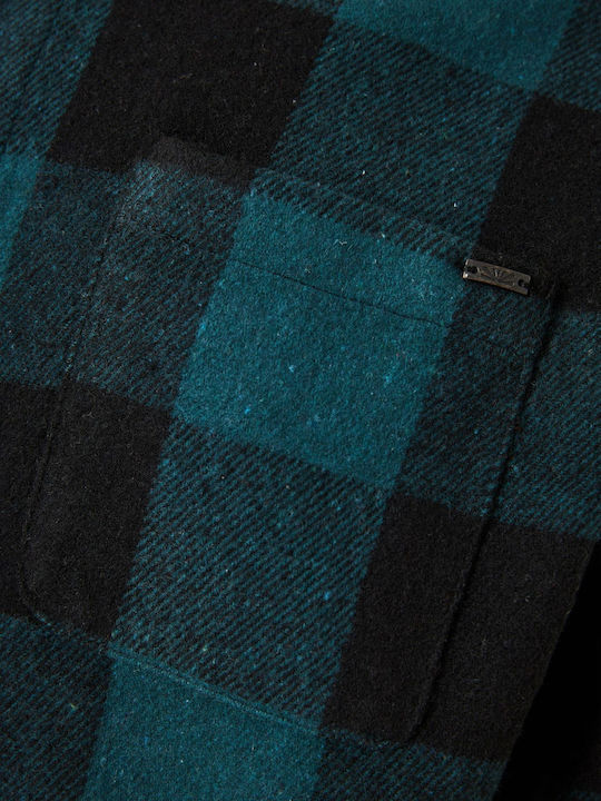 Long-sleeved Flannel Shirt Checked Green